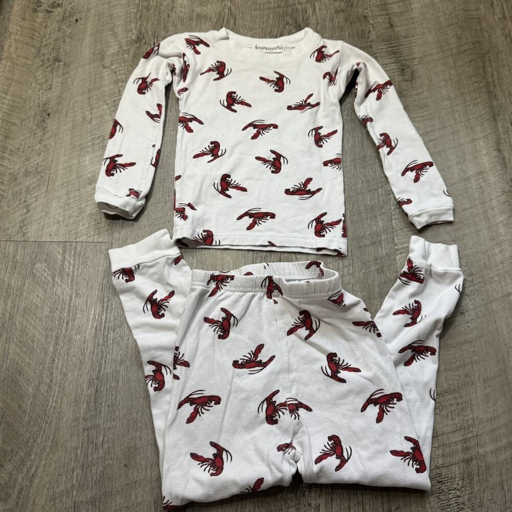 Lobster Toddler PJs 4T 2 Piece Pajama Set Long Sleeve Pants 100% Cotton